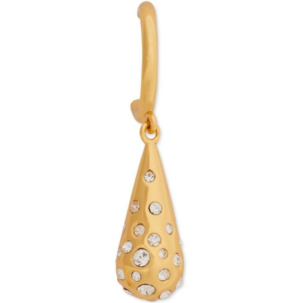 Kate Spade Rain Drop/Tear-Shape Gold-Tone Pavé Charm Huggie Hoop Earrings - Picture 3 of 3